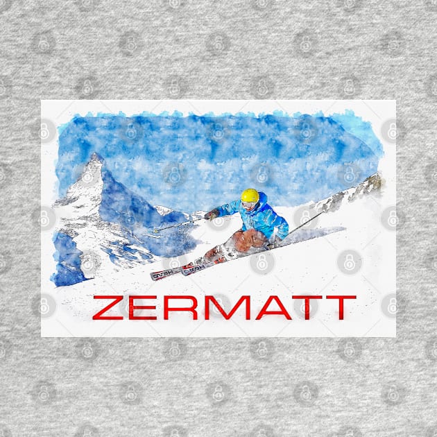 Zermat, Switzerland, Ski Poster by BokeeLee